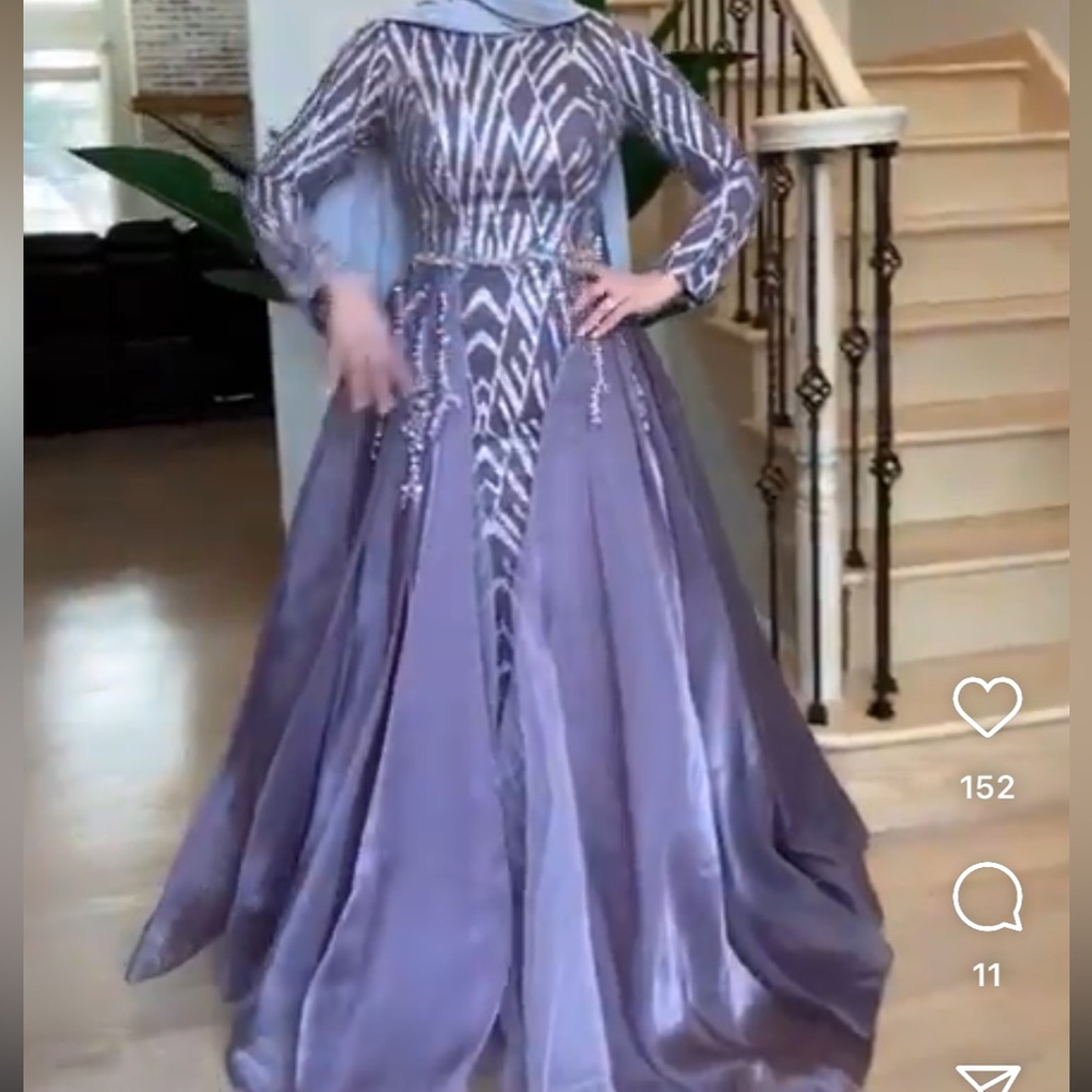 Elegant Purple modest Evening Gown